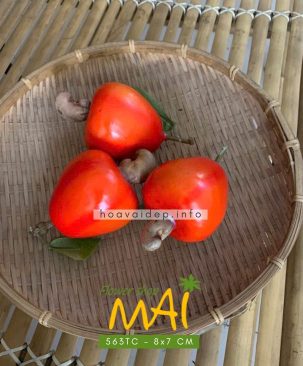Trái điều nhựa giả màu đỏ cam 563TC
