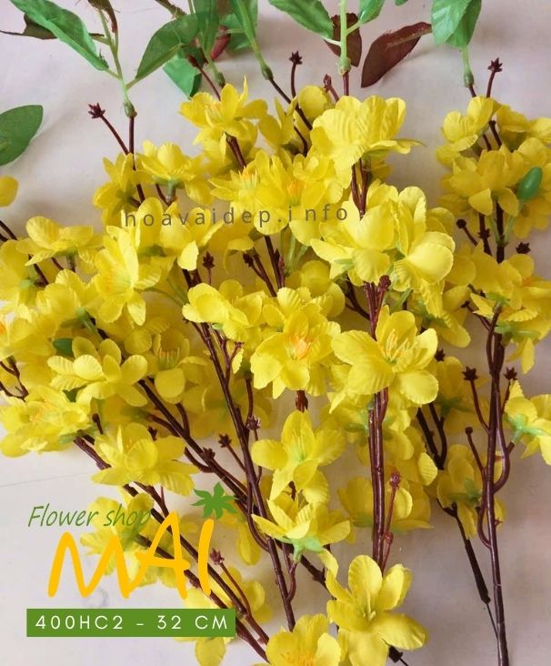 Cành hoa mai ngắn 32cm 400HC2