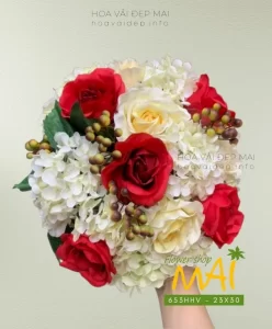 Chậu hoa hồng vải để bàn 653HHV