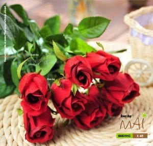 Cành hoa hồng vải màu đỏ đẹp 666HHC