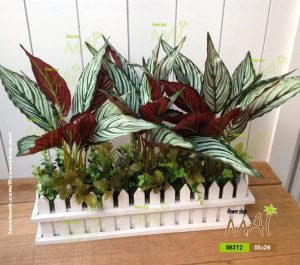 Khay hàng rào lá xanh nâu trang trí 563T2