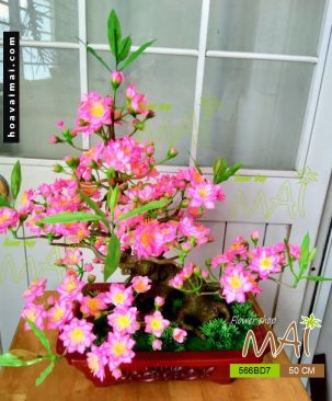Đào Bonsai giả để bàn dáng đẹp 50cm 566BD7