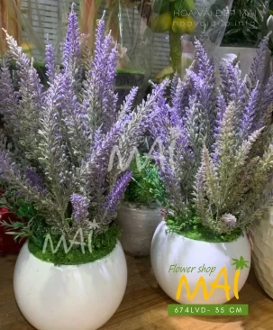 Chậu hoa Lavender giả để bàn 674LVD