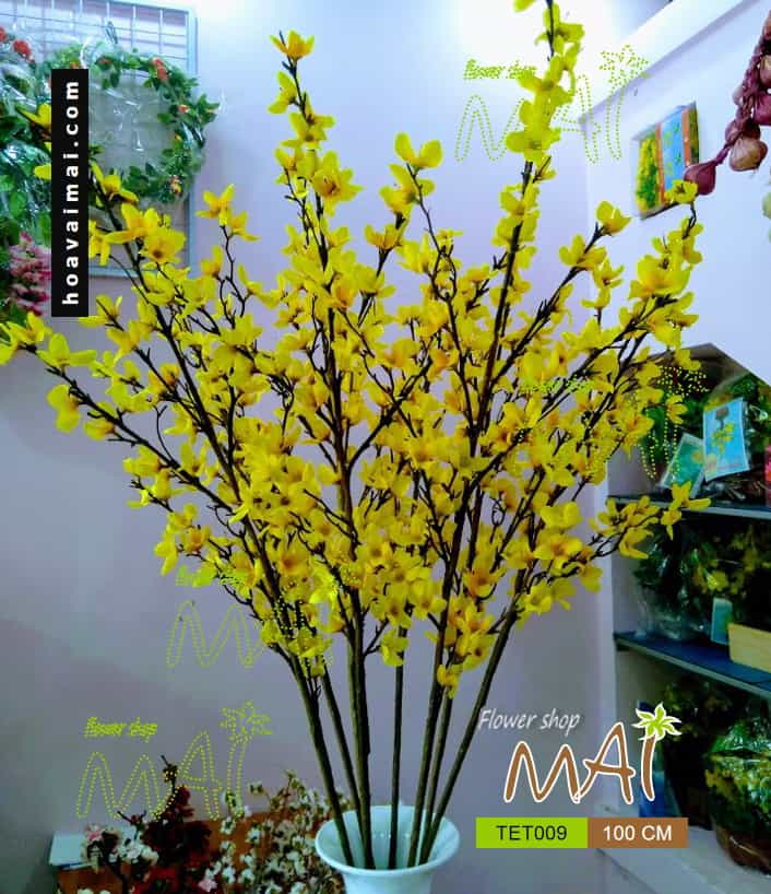 Cành Hoa Mai Mỹ Giả Forsythia Tet009 - Hoa Vải Đẹp Mai