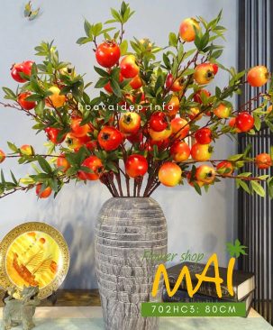 Cành lựu giả trang trí nhiều trái 702HC3