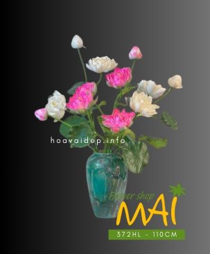 Cành sen giả 2 bông 1 nụ 372HL
