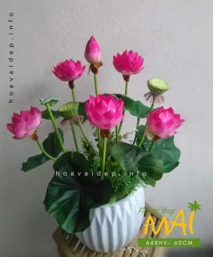 Chậu hoa sen giả để bàn 648HV