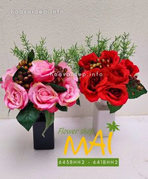Bó hoa hồng và trái giả 643BHH2 và 641BHH2