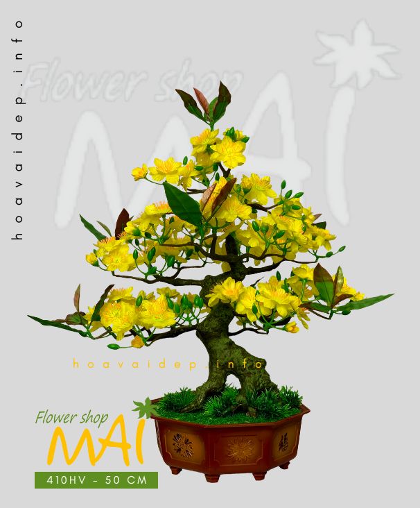 Chậu Mai Tết giả để bàn cao 50cm 410HV