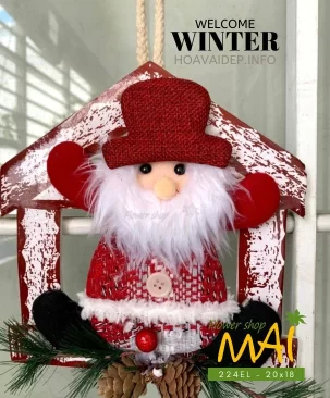 Decor Ông già Noel treo cửa 20 cm 224EL