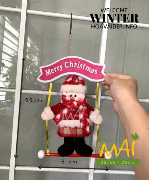 Decor người tuyết Noel treo cửa 25 cm 225EL
