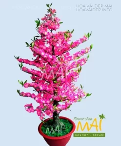 Cây hoa đào giả nhiều bông 165cm 422HD7