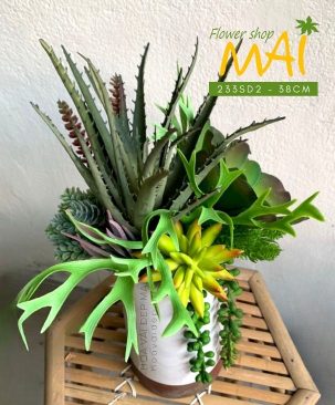 Bình sen đá giả cao 38cm giống thật 233SD2