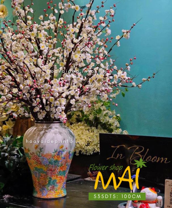 Cành đào cổ trang trí 100cm 535DT5 - MÀU HỒNG PHẤN