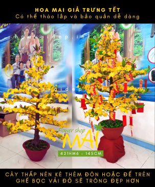Chậu mai giả 145cm trưng Tết 421HM6