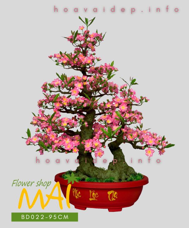 Đào bonsai giả 2 thân cao 95cm BD022